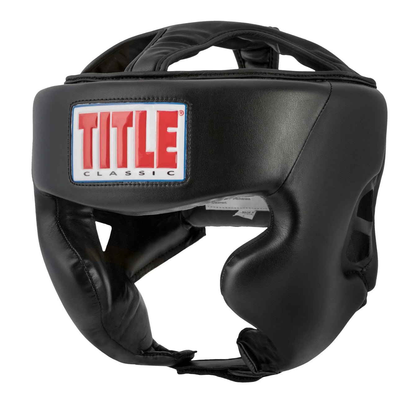 Title Classic black training headgear with cheek and chin protection