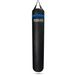A black heavy punching bag with a blue stripe and white 'PROSLAYER' branding, suspended by a black hanging strap against a white background.