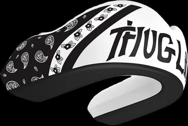 Black and white cap with bandana pattern and 'Tifug' branding on a white background