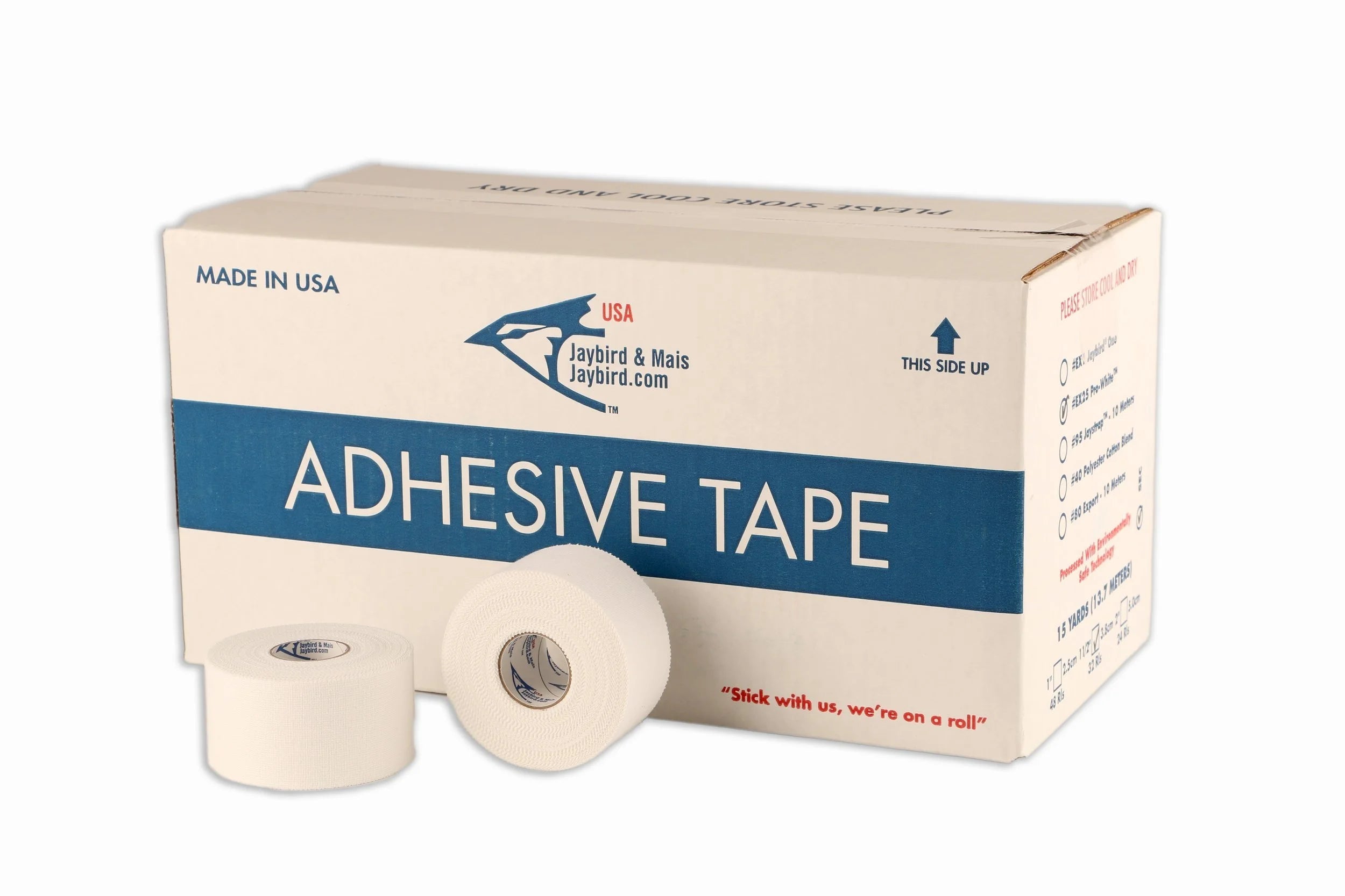 Jaybird EX25 PRO-WHITE 1-inch Boxing Tape (15 Rolls)