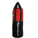 A red and black heavy punching bag with white 'Fairtex' branding on the lower half, shown on a white background with dimension lines indicating 38 inches height and 16 inches width.