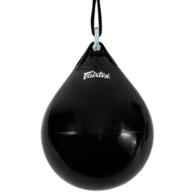 Black Fairtex water punching bag on a white background