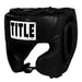 Title Boxing black leather competition headgear with cheek and ear protection