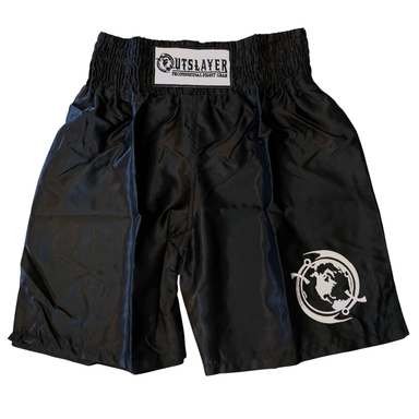 Black shorts with a logo on a white background
