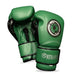 Green boxing gloves with black accents on a white background