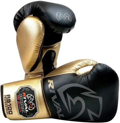 RIVAL Boxing RS100 Pro Sparring Boxing Gloves - 18 oz. - Black/Gold